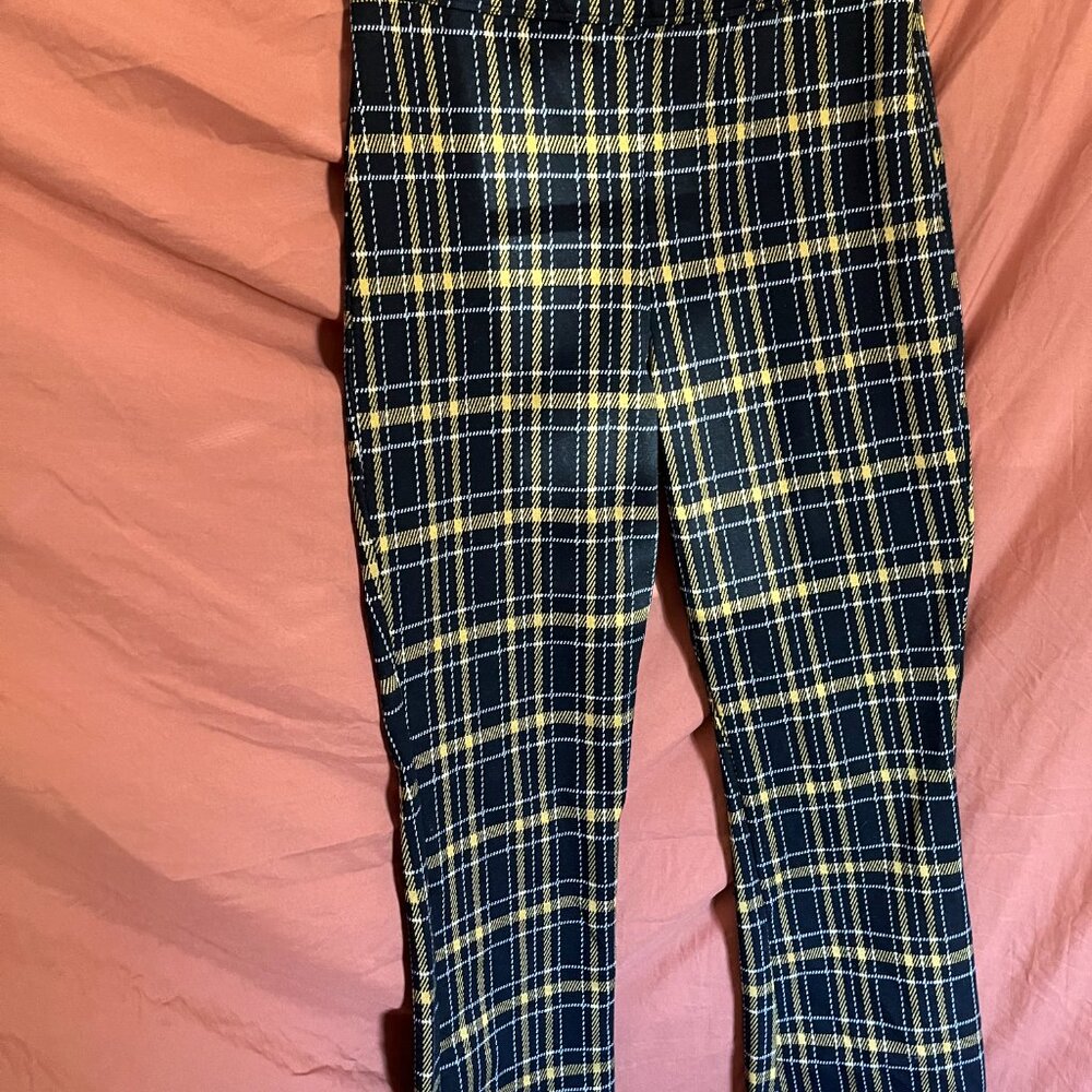 Holister Black and Yellow Plaid Flare Pant